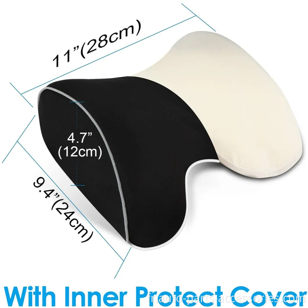 Oreiller à cou de siège d'auto, coussin d'appui dans le soulagement de la douleur au cou et support cervical avec 2 sangles réglables et couverture lavable, mousse à mémoire pure 100% pure et DES Ergonomic